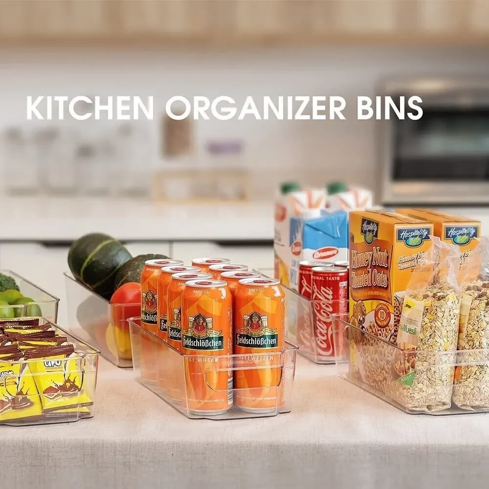 6 Pack Stackable Refrigerator Organizer Bins Clear Storage Bins for Organizing